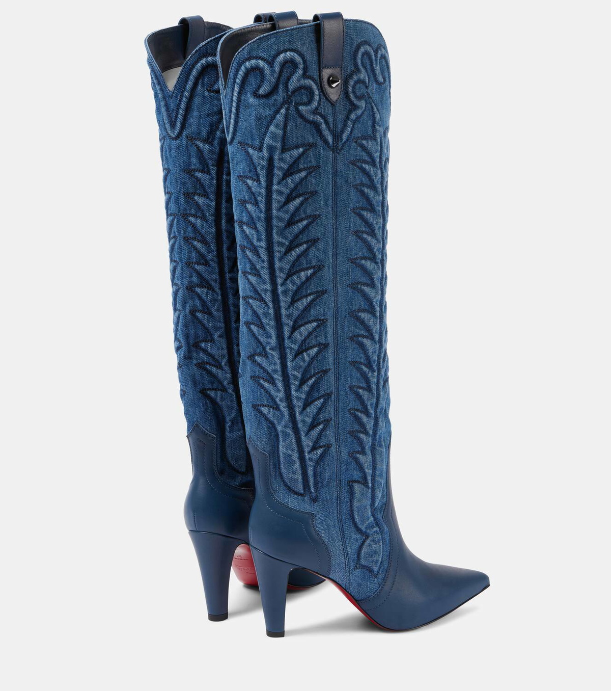 Christian Louboutin Santia Botta denim and leather knee-high boots