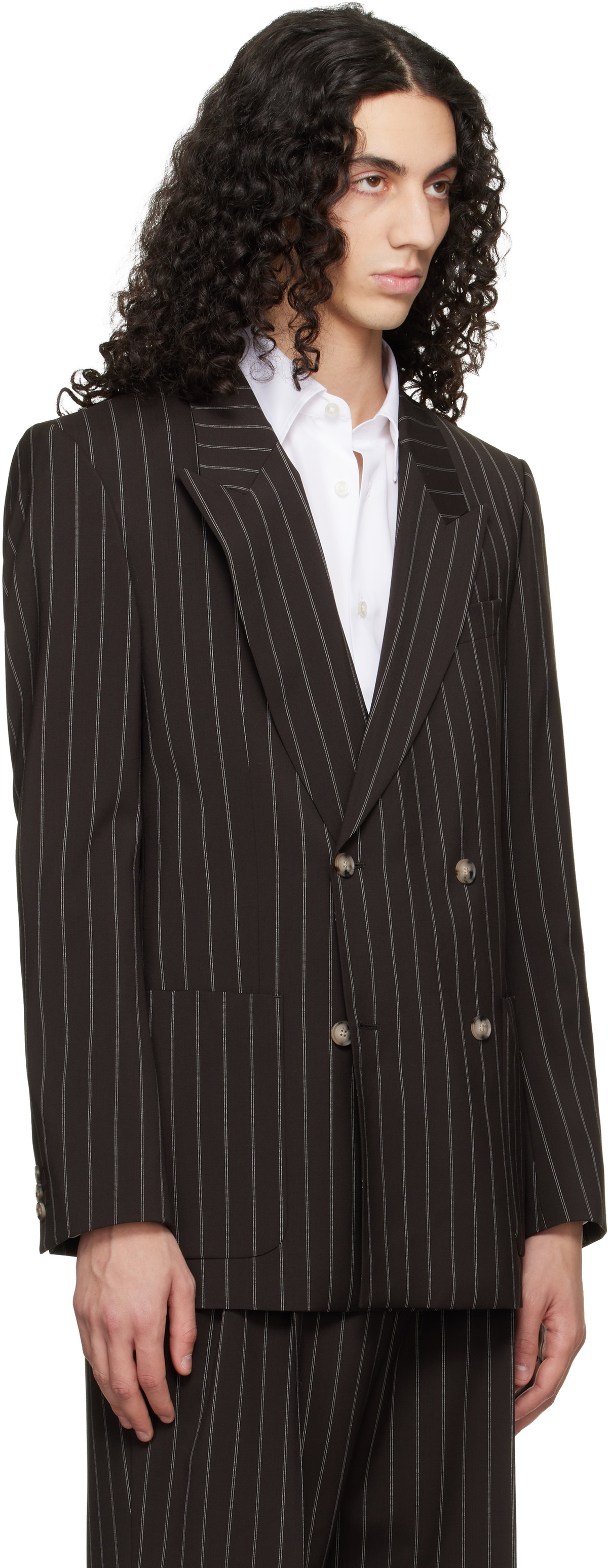 BOSS Brown Relaxed-Fit Virgin Wool Blazer