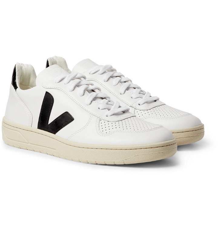 Photo: Veja - V-10 Rubber-trimmed Leather Sneakers - Men - White