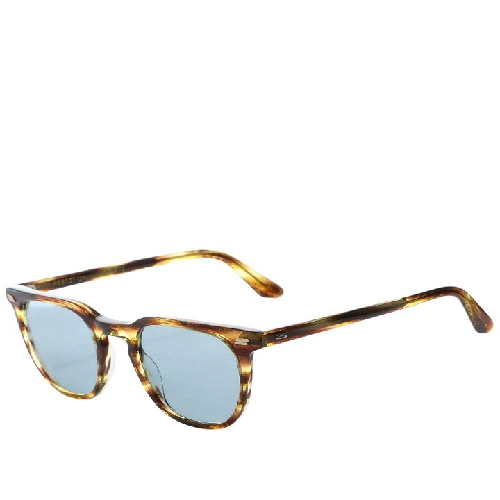 Photo: Moscot Tatah Sunglasses in Bamboo/Blue