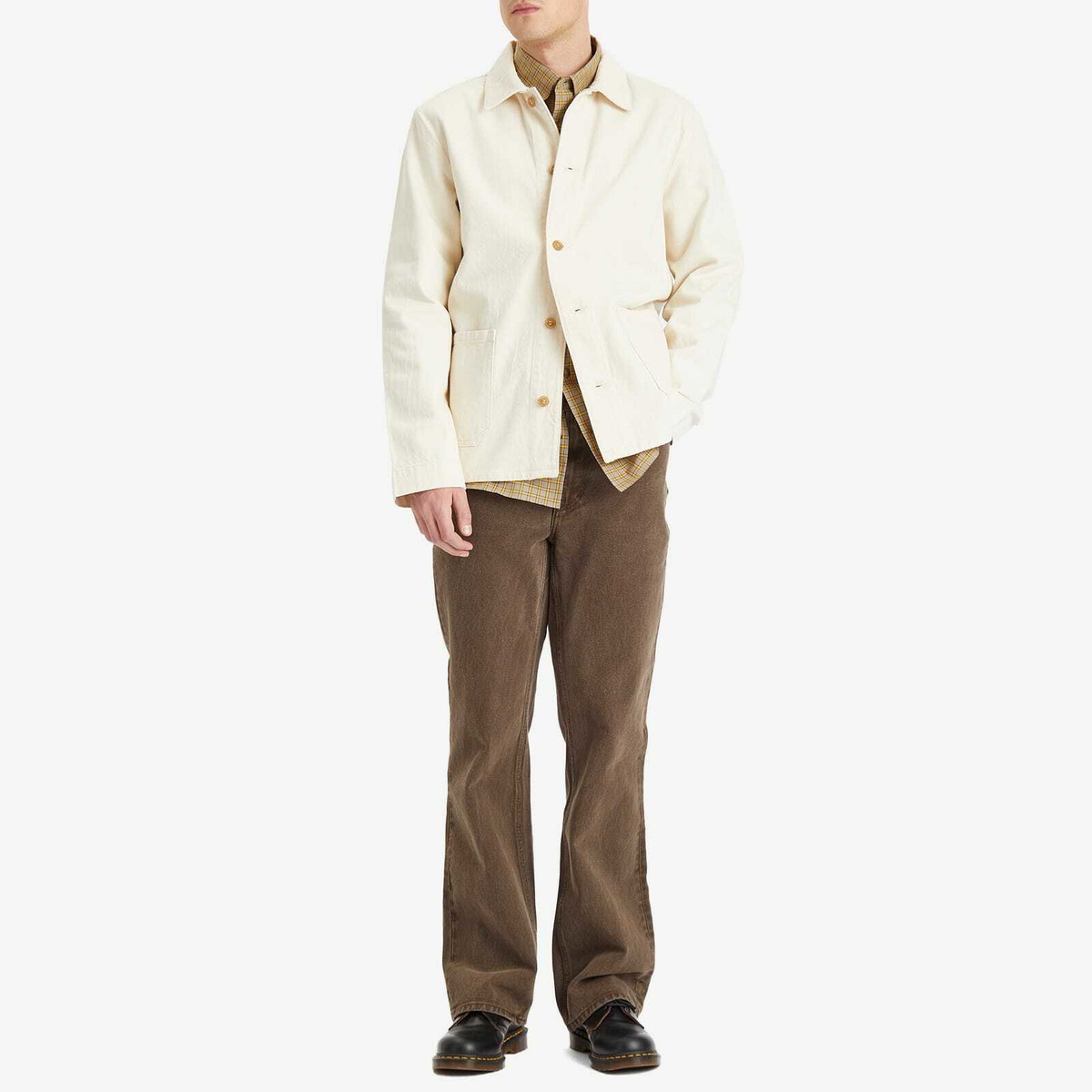 A.P.C. Men's Embroidered Kerlouan Work Jacket in Ecru