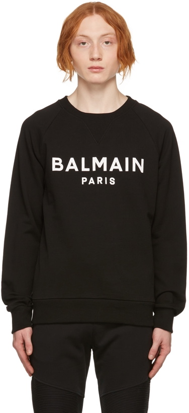 Photo: Balmain Black Logo Print Sweatshirt