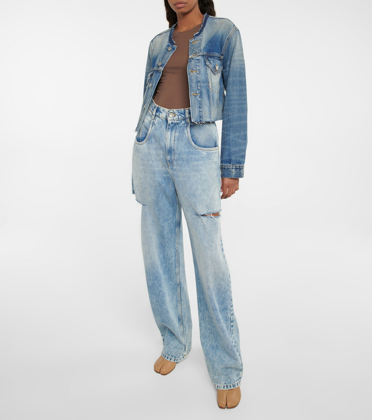 Maison Margiela - Cutout high-rise wide-leg jeans Maison Margiela