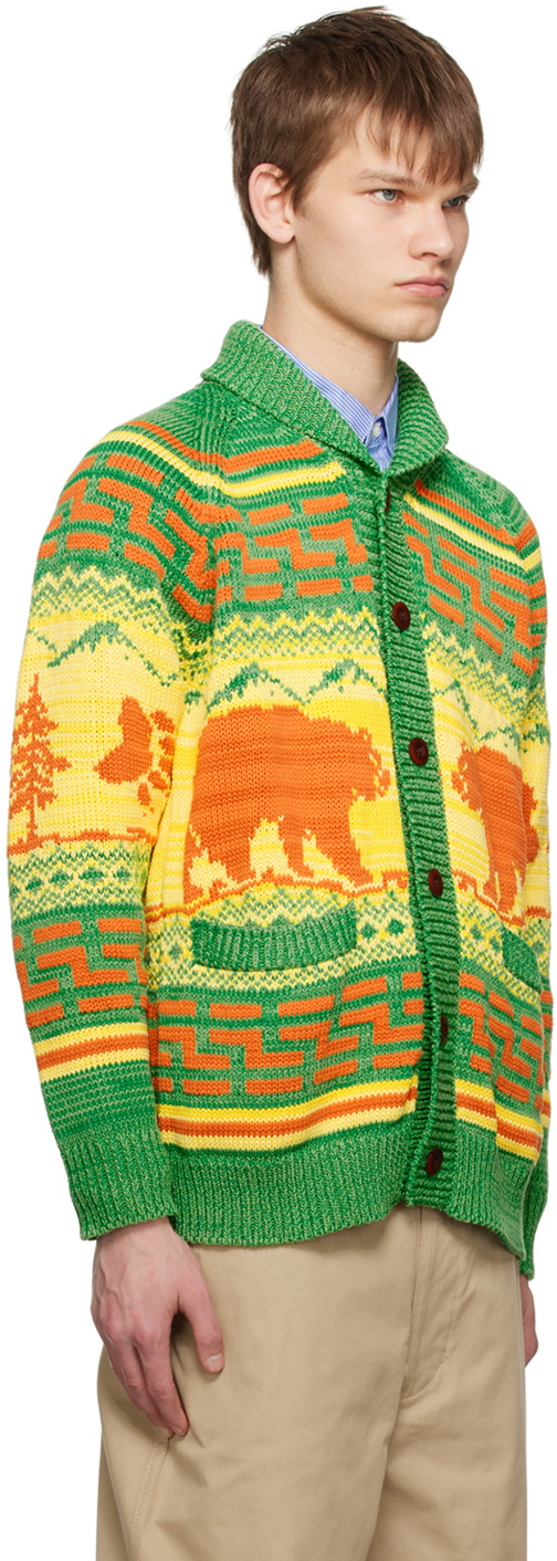 Junya Watanabe Green Button-Up Cardigan