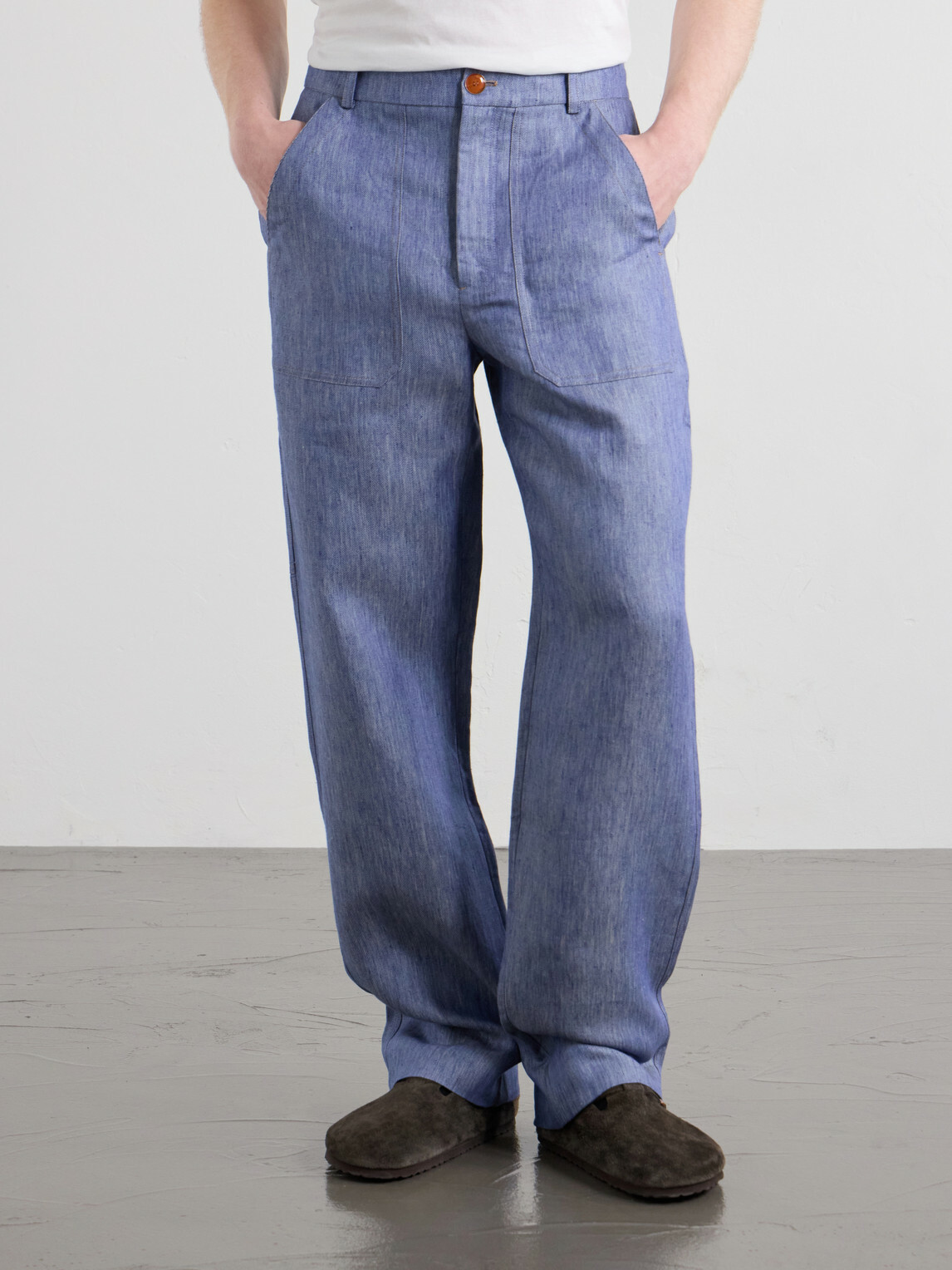 God's True Cashmere - Wide-Leg Linen Trousers - Blue