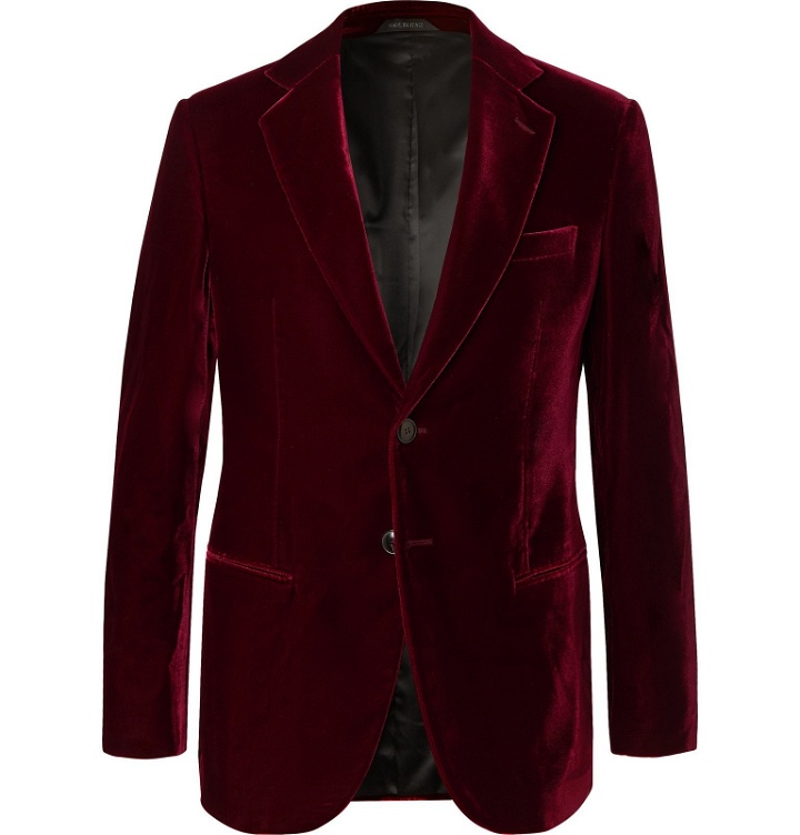 Photo: Giorgio Armani - Claret Slim-Fit Velvet Tuxedo Jacket - Burgundy