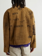Small Talk - Printed Suede Blouson Jacket - Brown