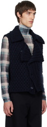 Dries Van Noten Navy Merino Wool Vest