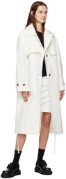 J KOO White Cross Belted Trench Coat