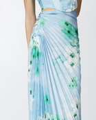Pinko Pleated Midi Skirt With Floral Print Mult. Light Blue/Blue/White