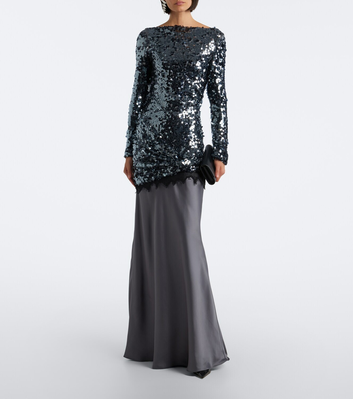 Christopher Esber Lace-trimmed sequined paneled gown