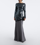 Christopher Esber Lace-trimmed sequined paneled gown