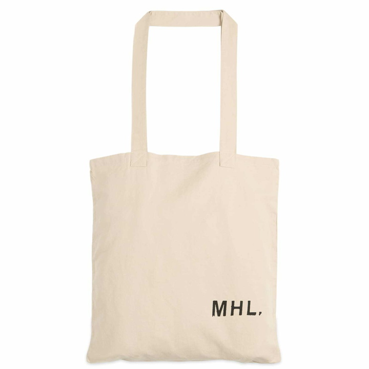 Photo: MHL by Margaret Howell Men's Logo Tote Bag in Ecru 