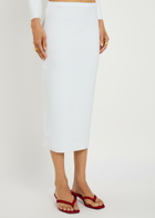 Norma Kamali Stretch-crepe Midi Pencil Skirt White