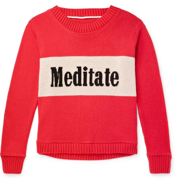 Photo: The Elder Statesman - Meditate Intarsia Cashmere Sweater - Red