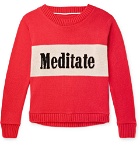 The Elder Statesman - Meditate Intarsia Cashmere Sweater - Red