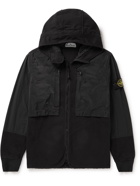 Stone Island - Logo-Appliquéd Cotton-Fleece and Shell Hooded Jacket - Black