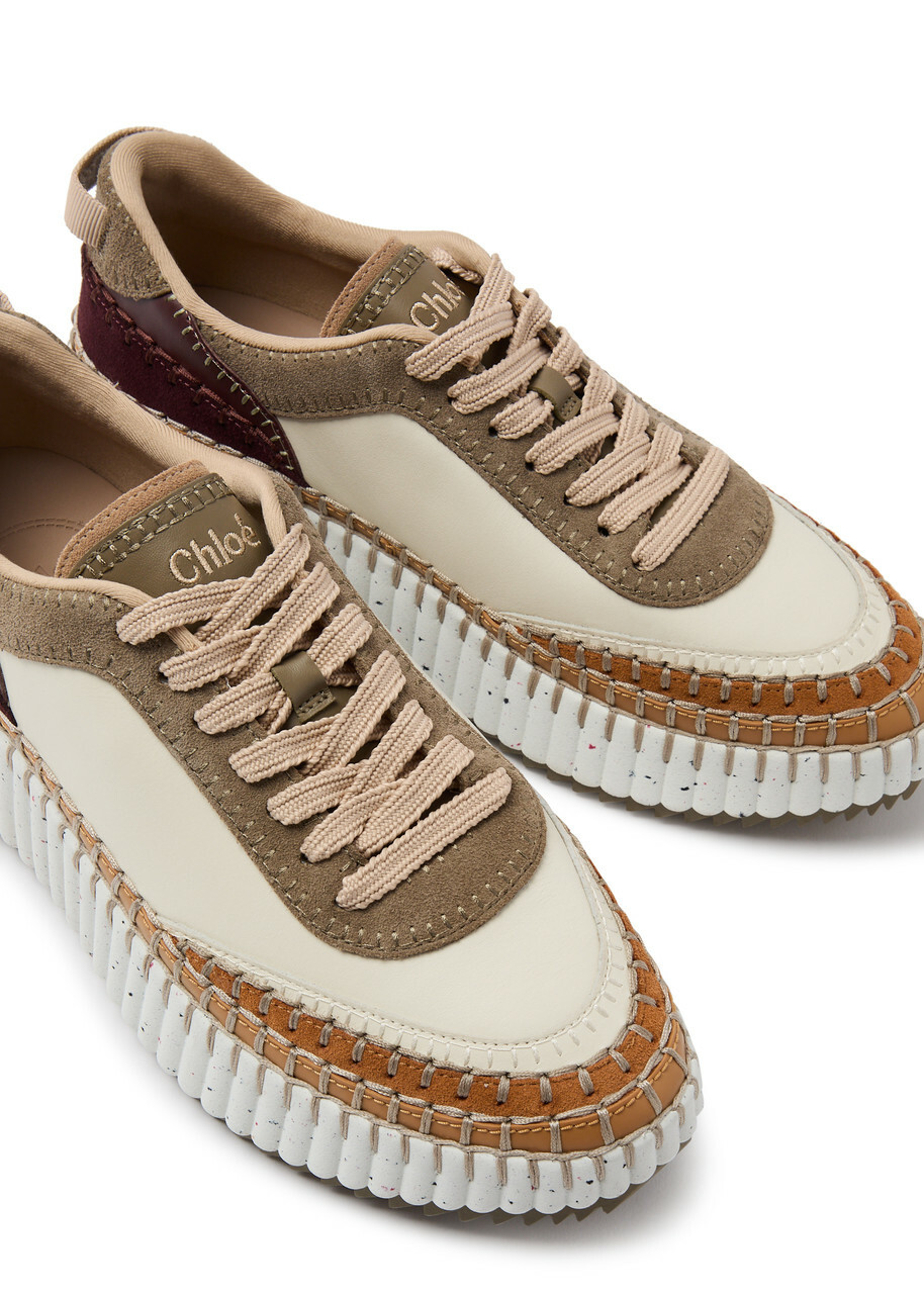 Chloe Nama Panelled Leather Sneakers White