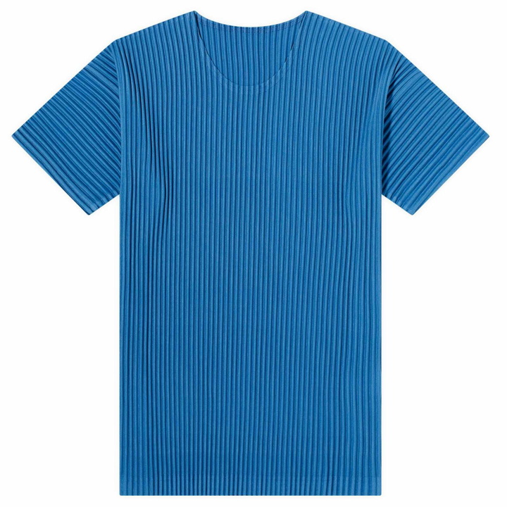 Photo: Homme Plissé Issey Miyake Men's Pleated T-Shirt in Iron Blue