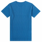 Homme Plissé Issey Miyake Men's Pleated T-Shirt in Iron Blue