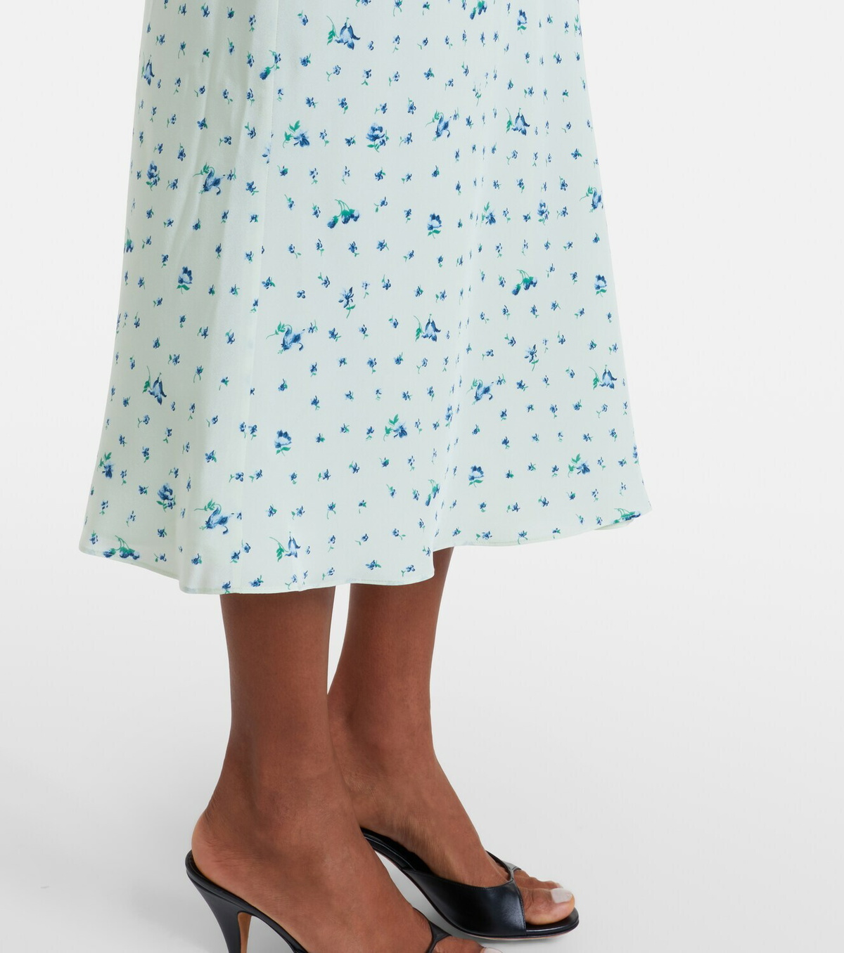 Alessandra Rich Lace-trimmed floral silk midi dress