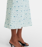 Alessandra Rich Lace-trimmed floral silk midi dress
