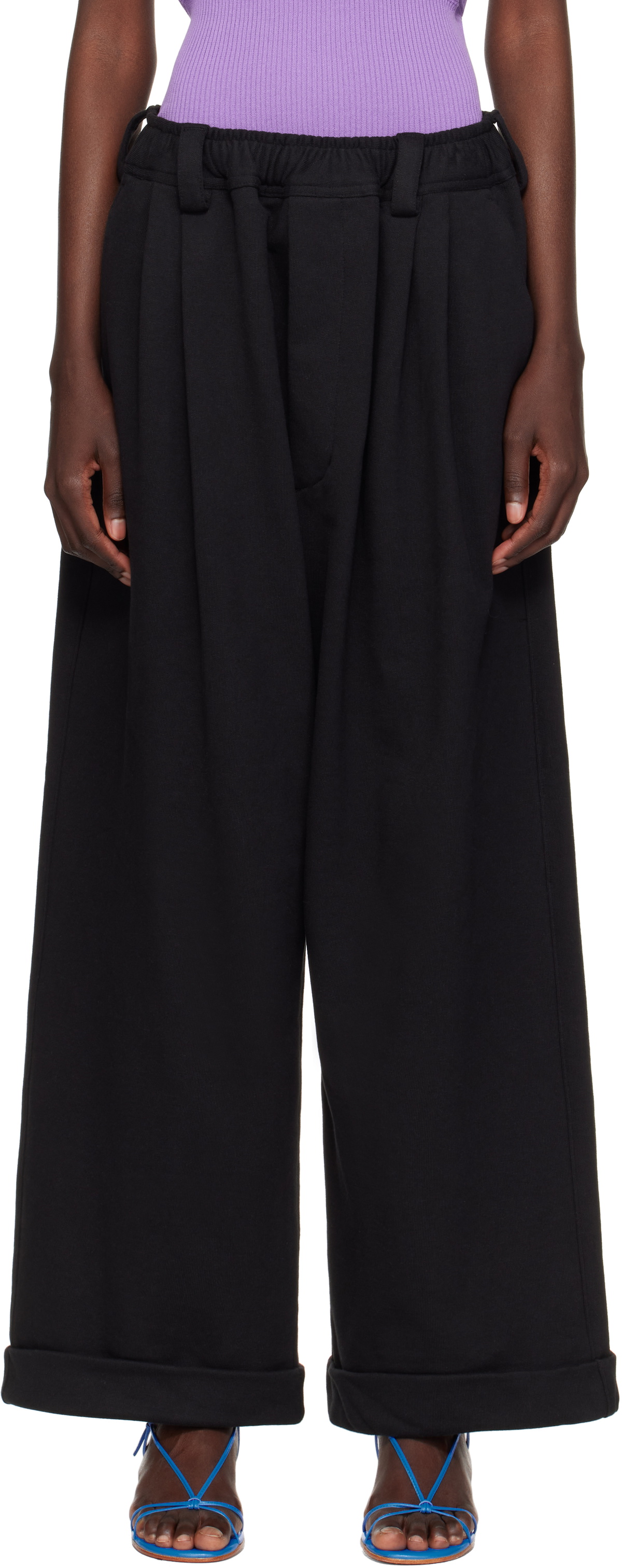 Meryll Rogge Black Sweatshirt Drawstring Chino Lounge Pants