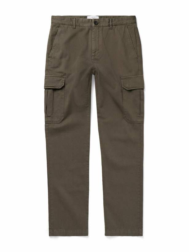 Photo: Mr P. - Samuel Slim-Fit Straight-Leg Organic Cotton-Twill Cargo Trousers - Green