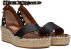 Valentino Garavani Black Rockstud Flat Sandals