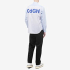 Comme des Garçons Homme Men's Back Logo Stripe Panel Shirt in Sax Mix