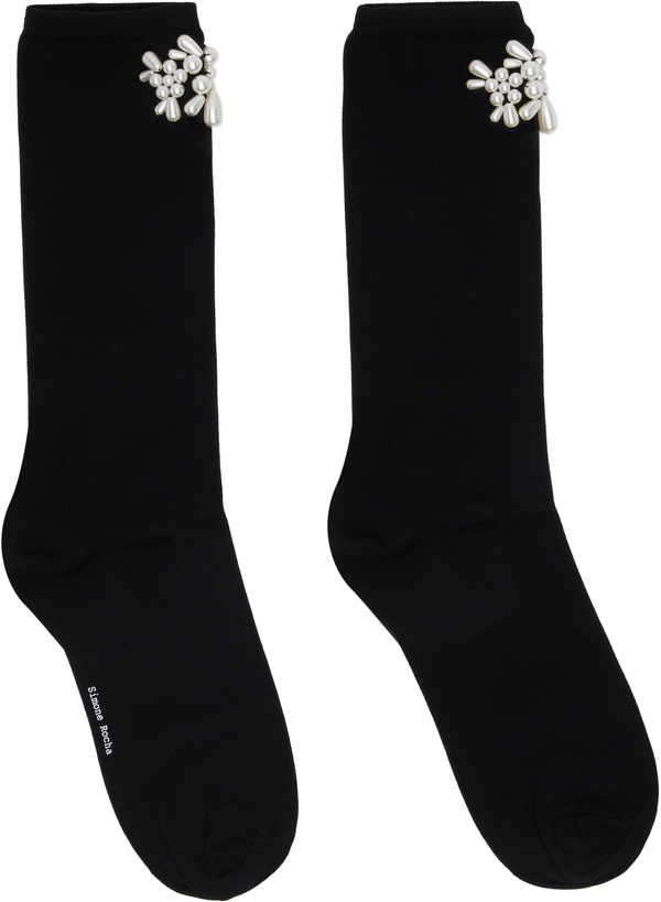Photo: Simone Rocha Black Beaded Flower Cluster Socks