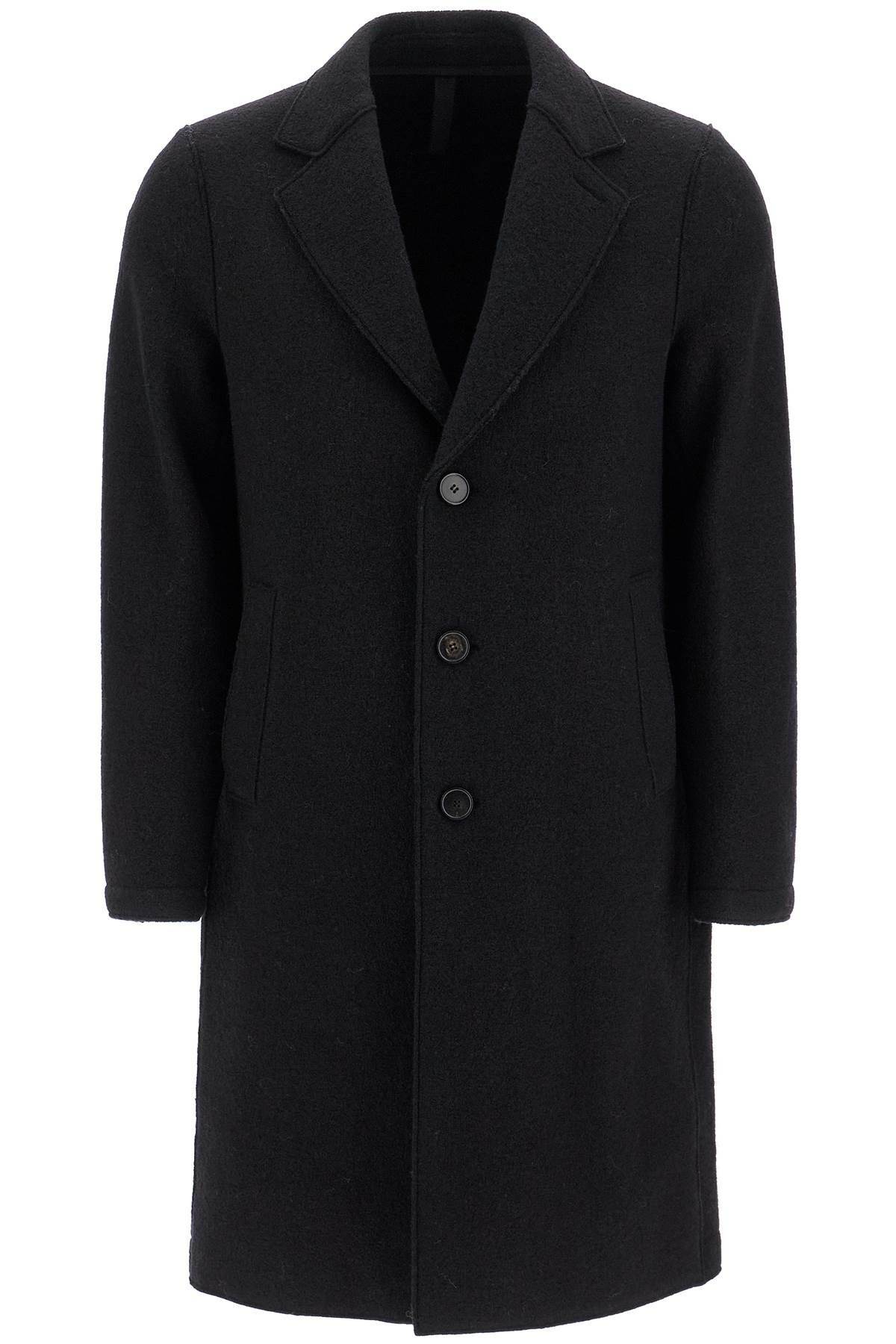 HARRIS WHARF LONDON single-breasted wool coat in boiled Black