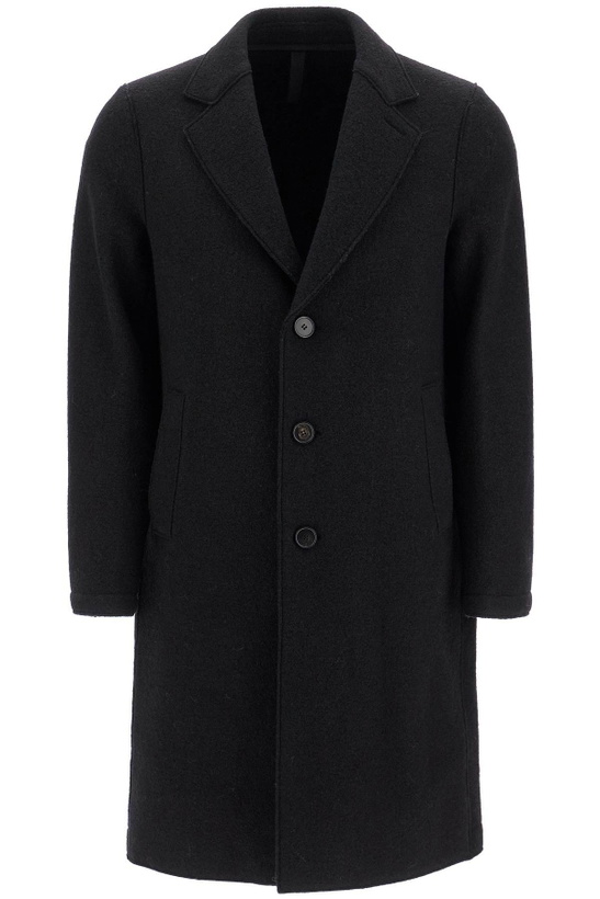 Photo: HARRIS WHARF LONDON single-breasted wool coat in boiled Black