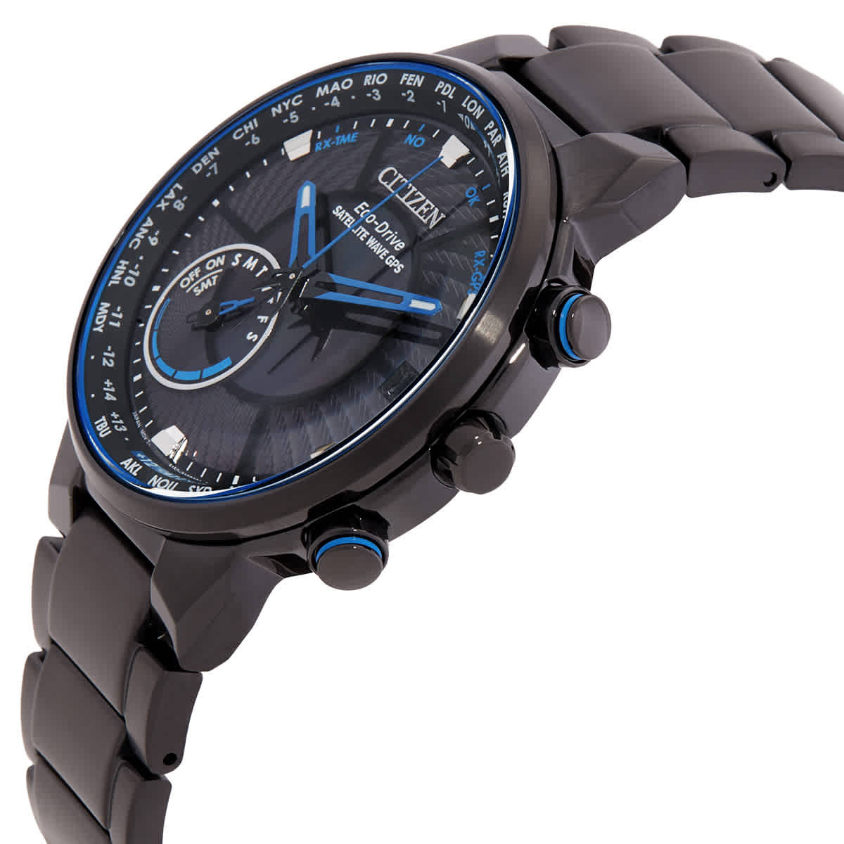 Citizen Satellite Wave Perpetual World Time Black Dial Mens Watch CC3038-51E
