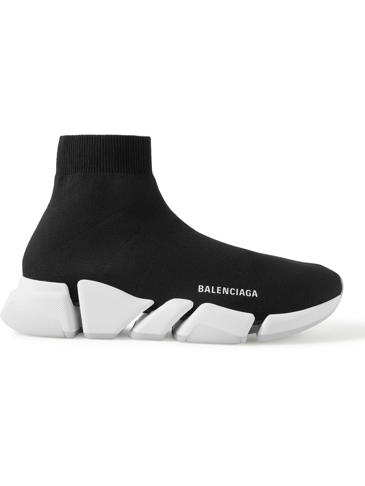 Balenciaga Speed 2.0 Sock Beige Black Logo High Top Pull Knit