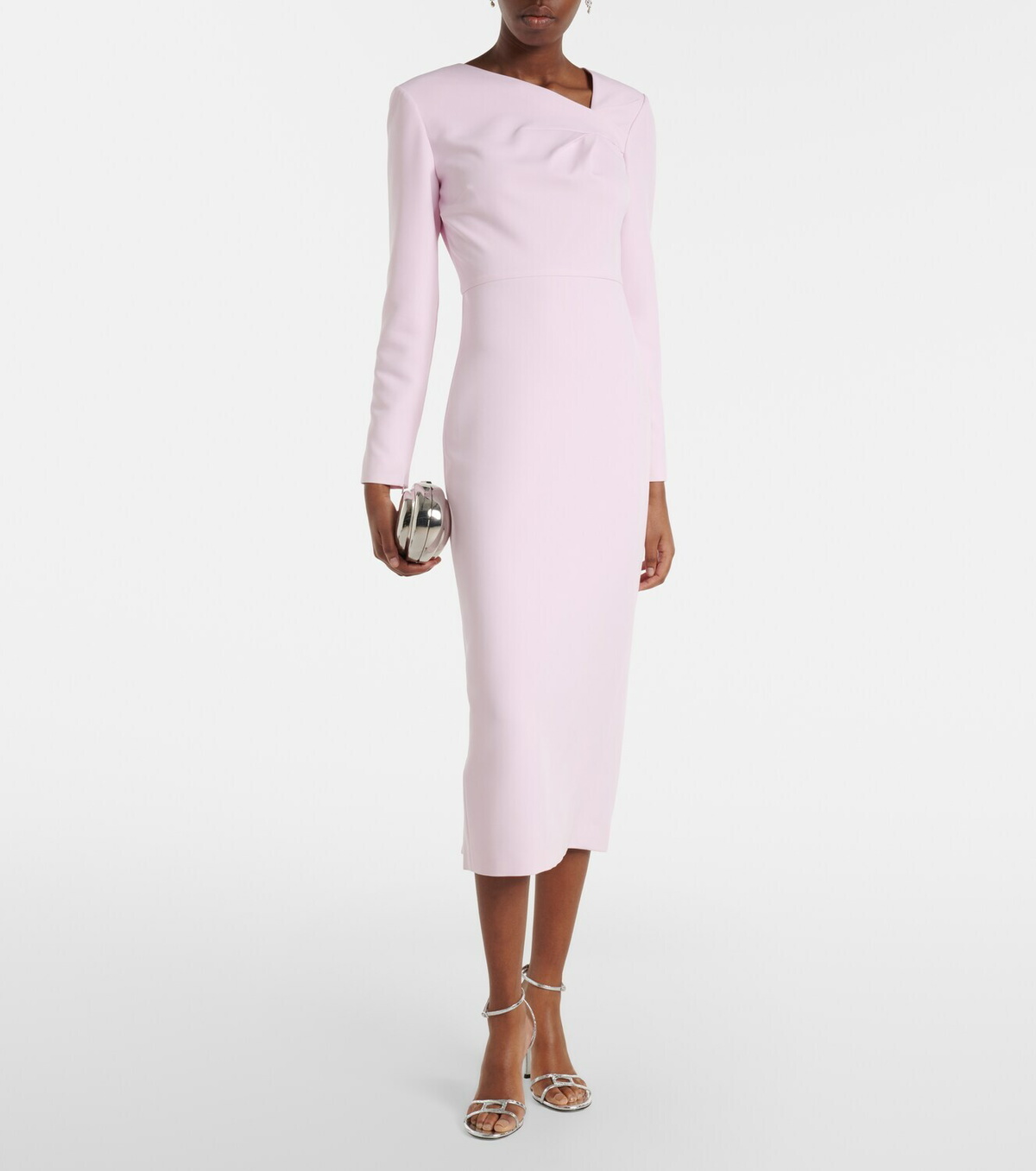 Roland Mouret Asymmetric draped crêpe midi dress