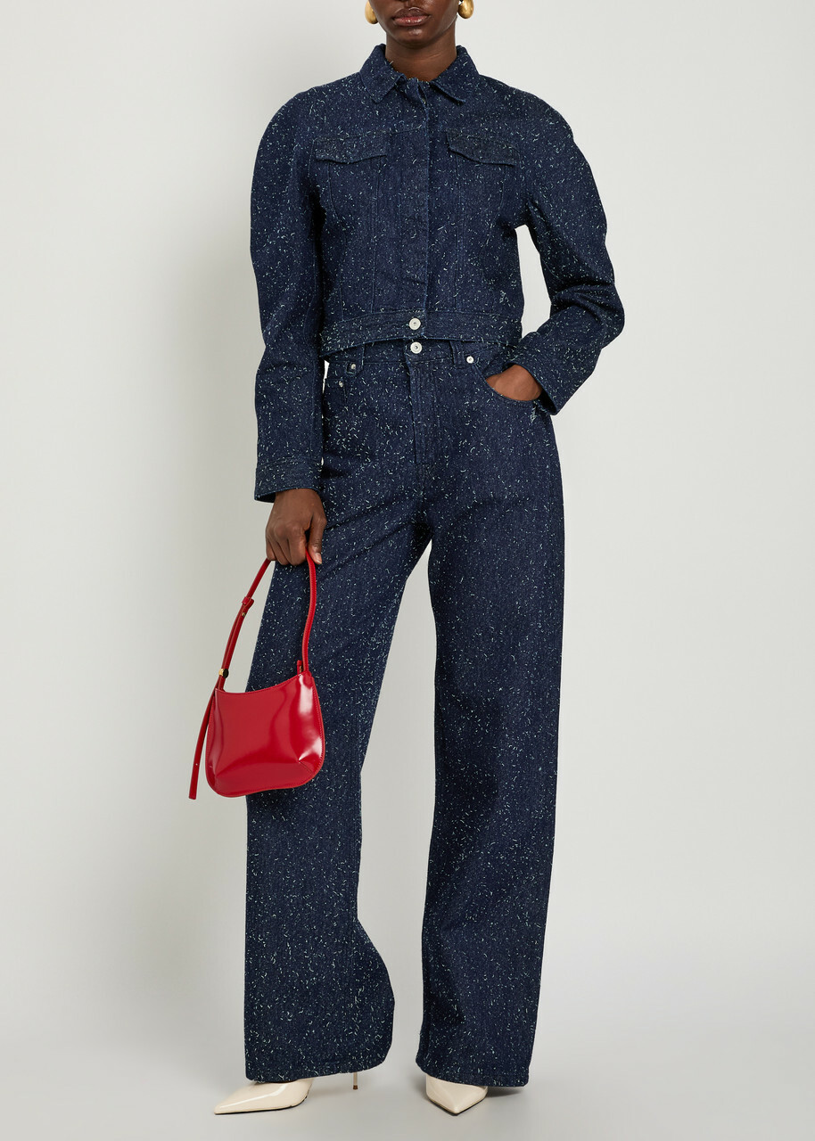 Jacquemus Le De-nimes Large Frayed Wide-leg Jeans Navy