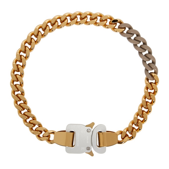 Photo: 1017 ALYX 9SM SSENSE Exclusive Gold and Beige Colored Links Buckle Necklace
