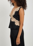 Rixo Emmie Lace-trim Satin top Black