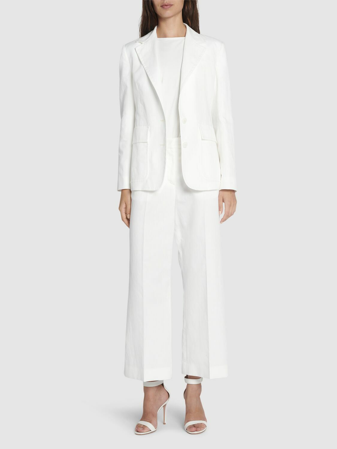 WEEKEND MAX MARA Zircone Cotton & Linen Canvas Wide Pants