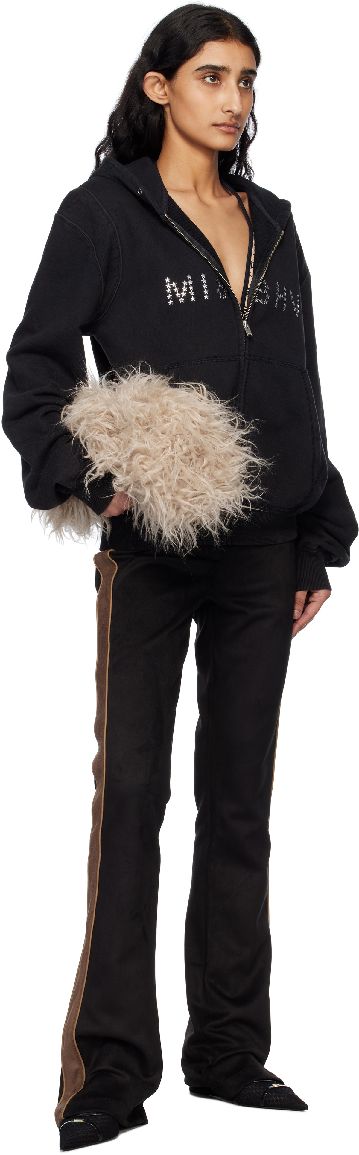 MISBHV Black Moto Faux-Suede Trousers