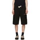 Palm Angels Black Curved Logo Loose Cargo Shorts