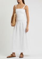 Faithfull The Brand Messina Smocked Linen Maxi Dress White