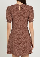 Reformation Kaylia Polka-dot Appliquéd Chiffon Mini Dress Brown