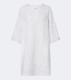 Eres Aigue-Marine embroidered linen minidress