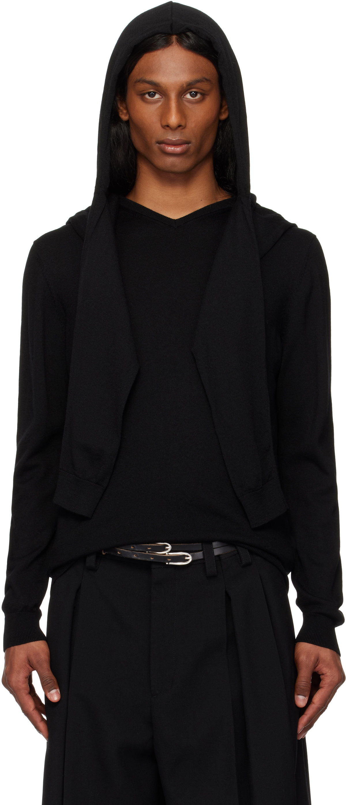 HODAKOVA Black Asymmetric Split T-shirt HODAKOVA