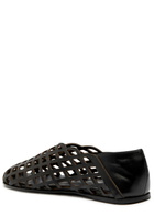 Gia Borghini Peek-a-boo Leather Ballerina Flats Black