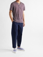 ONIA - Elliot Striped Linen-Jersey Henley T-Shirt - Purple