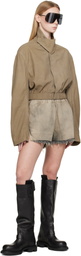 Rick Owens Taupe Tower Collared Mac Leather Jacket