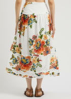 Farm Rio Delicate Garden Broderie Anglaise Cotton Midi Skirt White